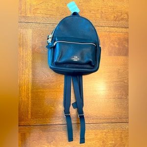 Black leather Coach backpack